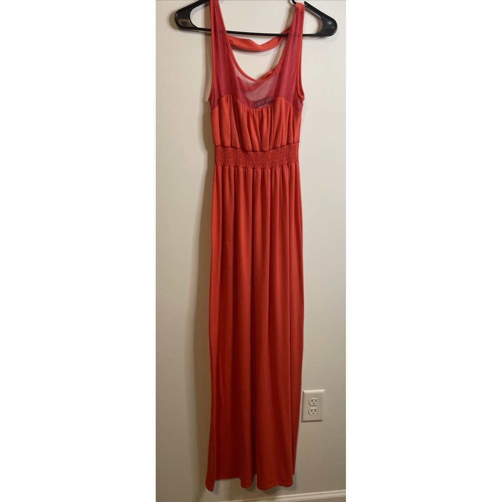 Paper Doll Orange Maxi Dress Womens S‎ Boho Grecian Sleeveless